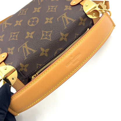 Louis Vuitton Side Trunk PM Monogram 2-Way Leather Brown Handbag Gold — view 5