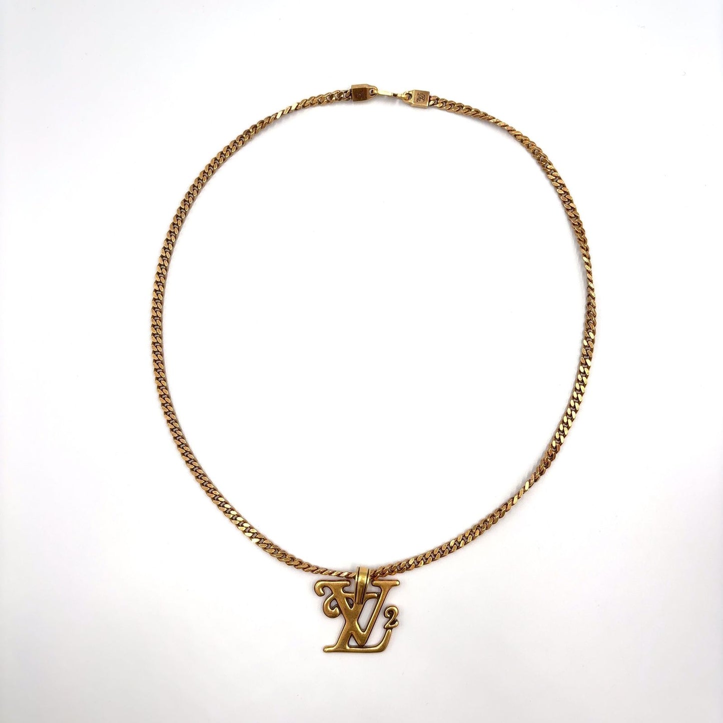 Louis Vuitton Collier Squared LV Collaboration Metal Gold Necklace — view 3