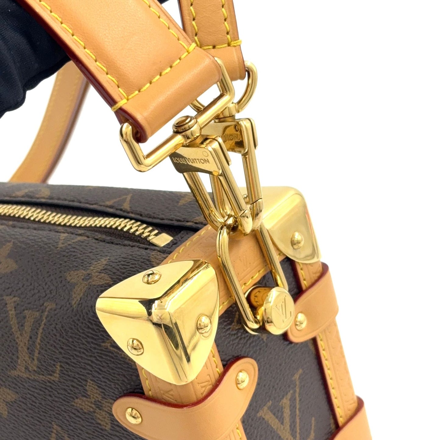 Louis Vuitton Side Trunk PM Monogram 2-Way Leather Brown Handbag Gold — view 8