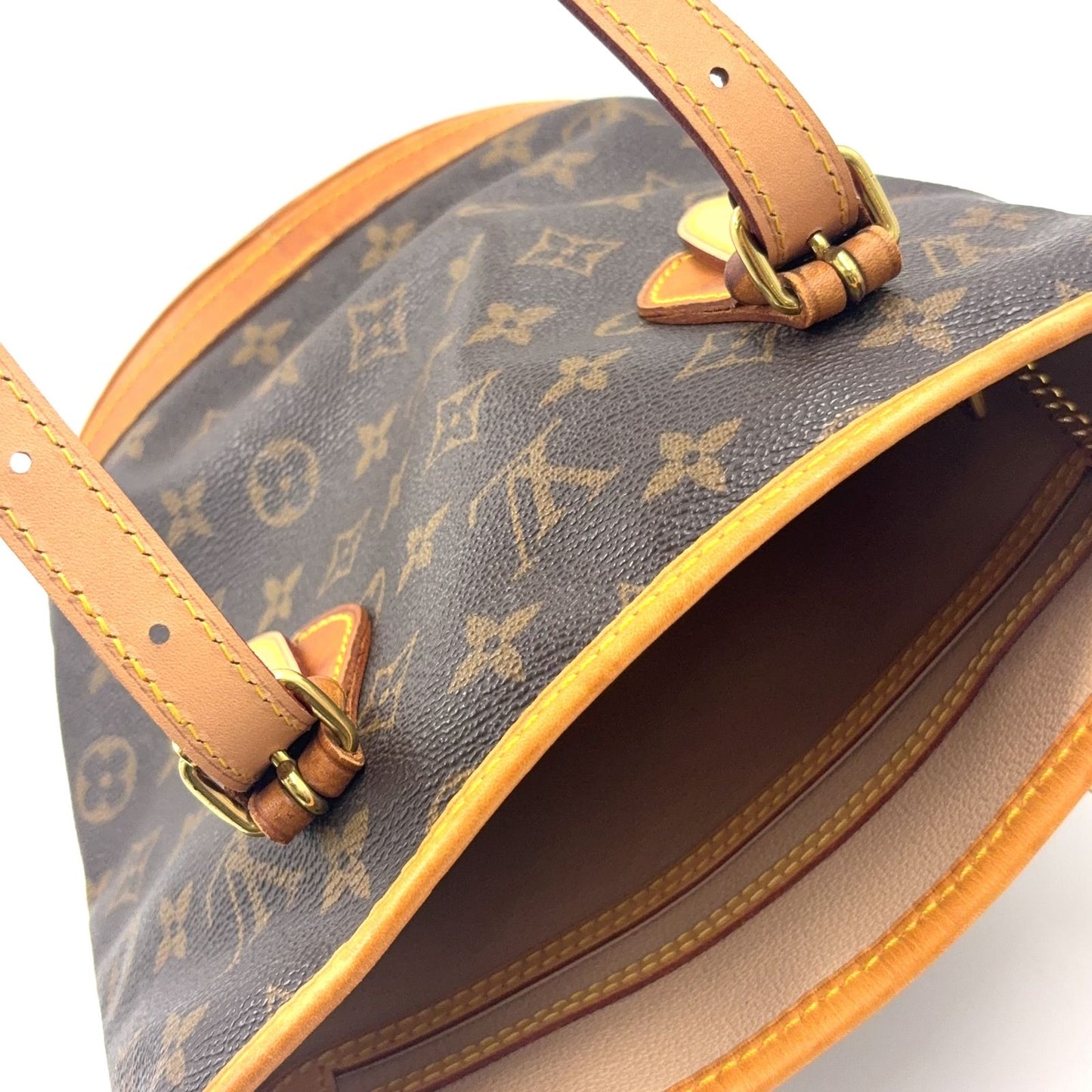 Louis Vuitton Bucket PM Monogram Leather Brown Shoulder Bag Gold — view 7