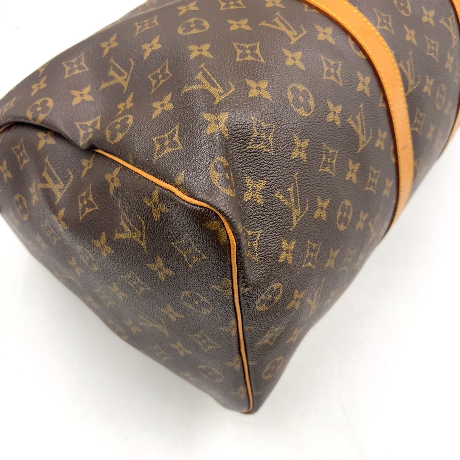 Louis Vuitton Keepall 50 Monogram Leather Brown Boston Bag Gold — view 6