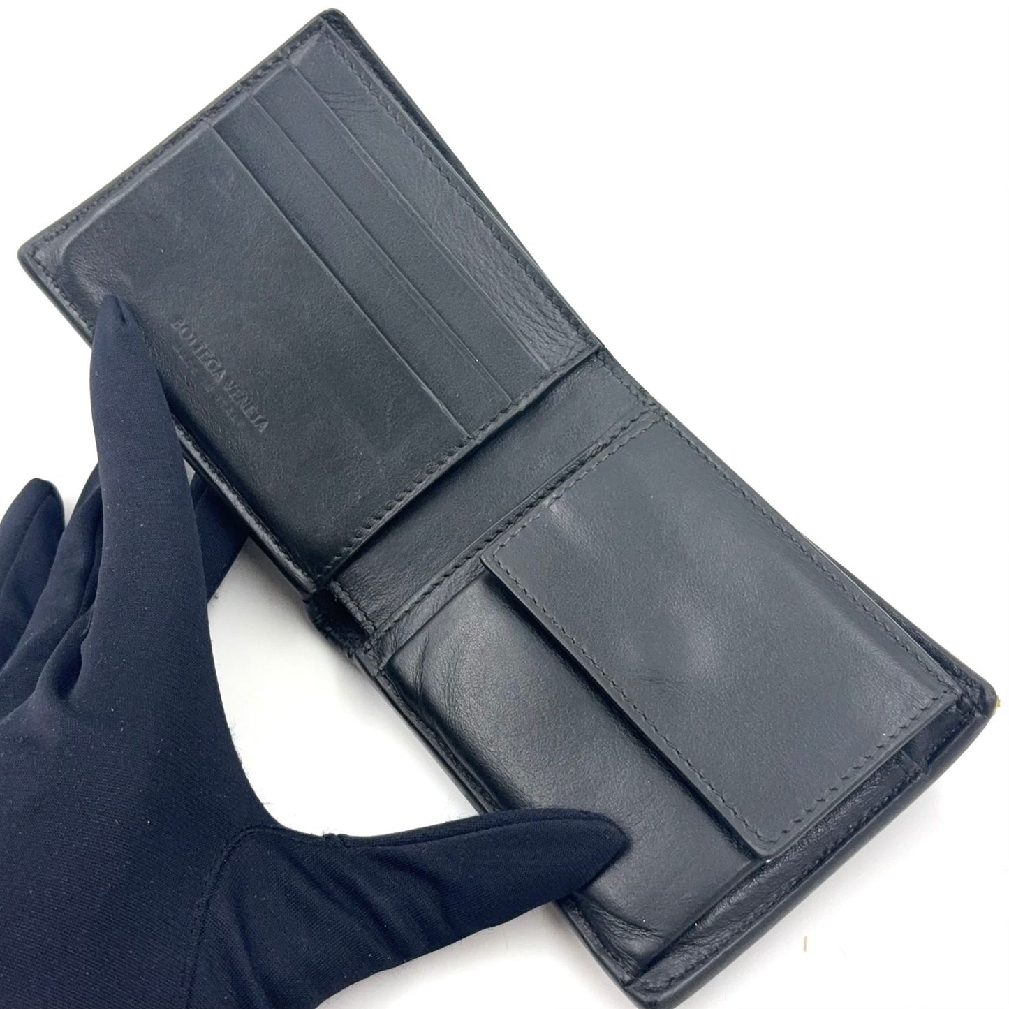 Bottega Veneta Bifold Leather Black Wallet Silver — view 3