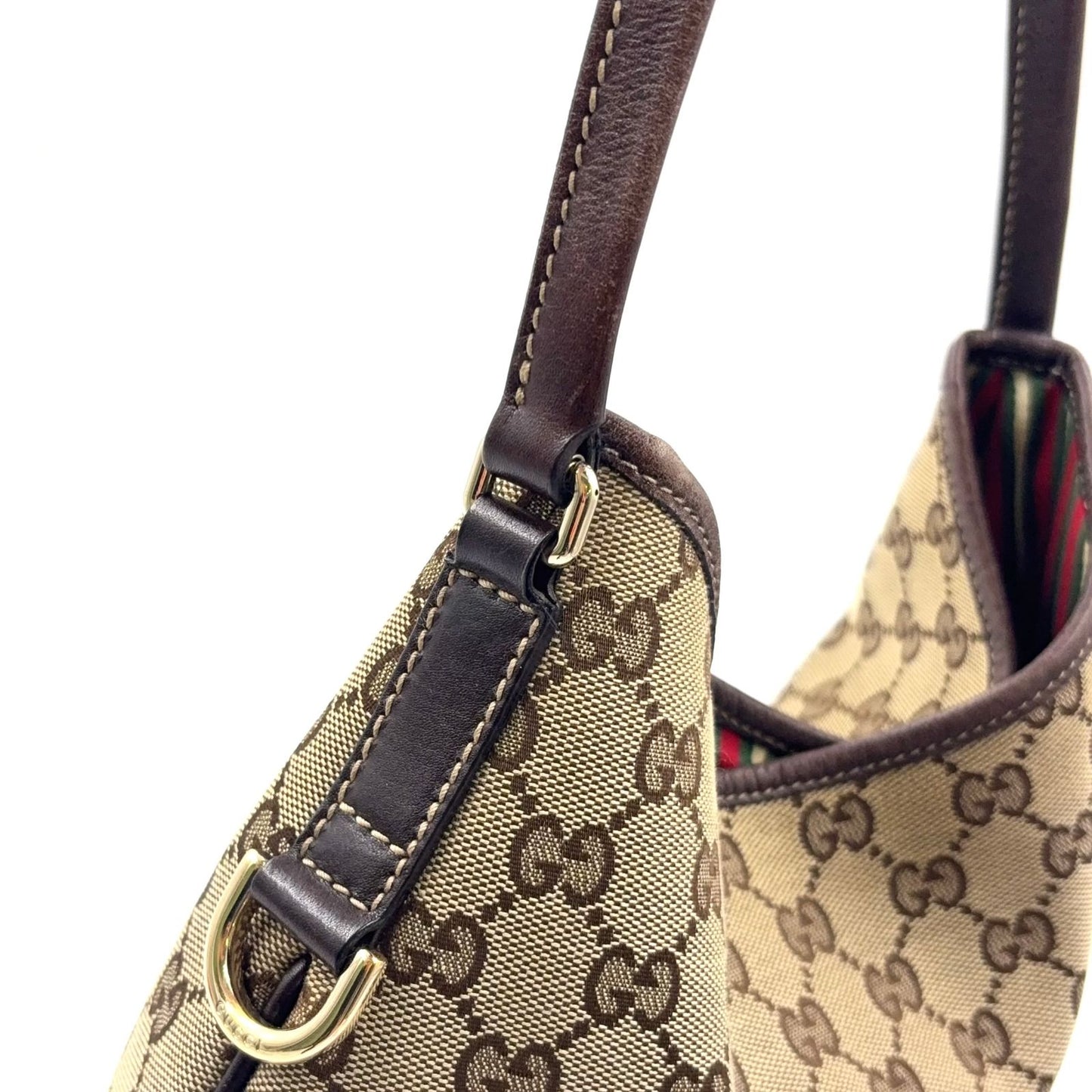 Gucci Interlocking Leather Canvas Brown Shoulder Bag Gold — view 6