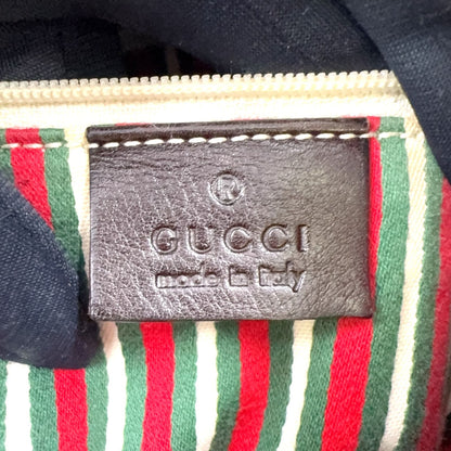 Gucci Interlocking Leather Canvas Brown Shoulder Bag Gold — view 4