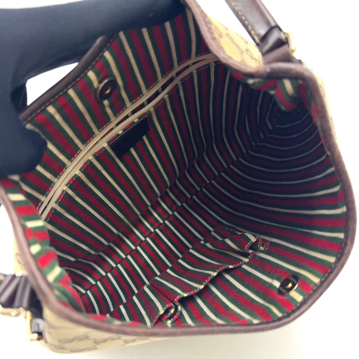 Gucci Interlocking Leather Canvas Brown Shoulder Bag Gold — view 3