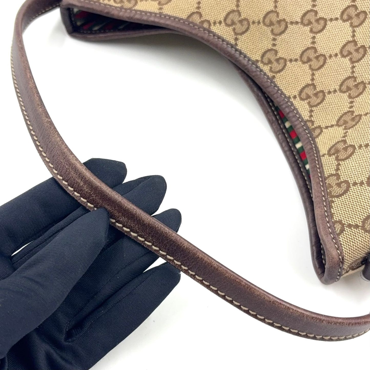 Gucci Interlocking Leather Canvas Brown Shoulder Bag Gold — view 5