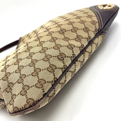 Gucci Interlocking Leather Canvas Brown Shoulder Bag Gold — view 8