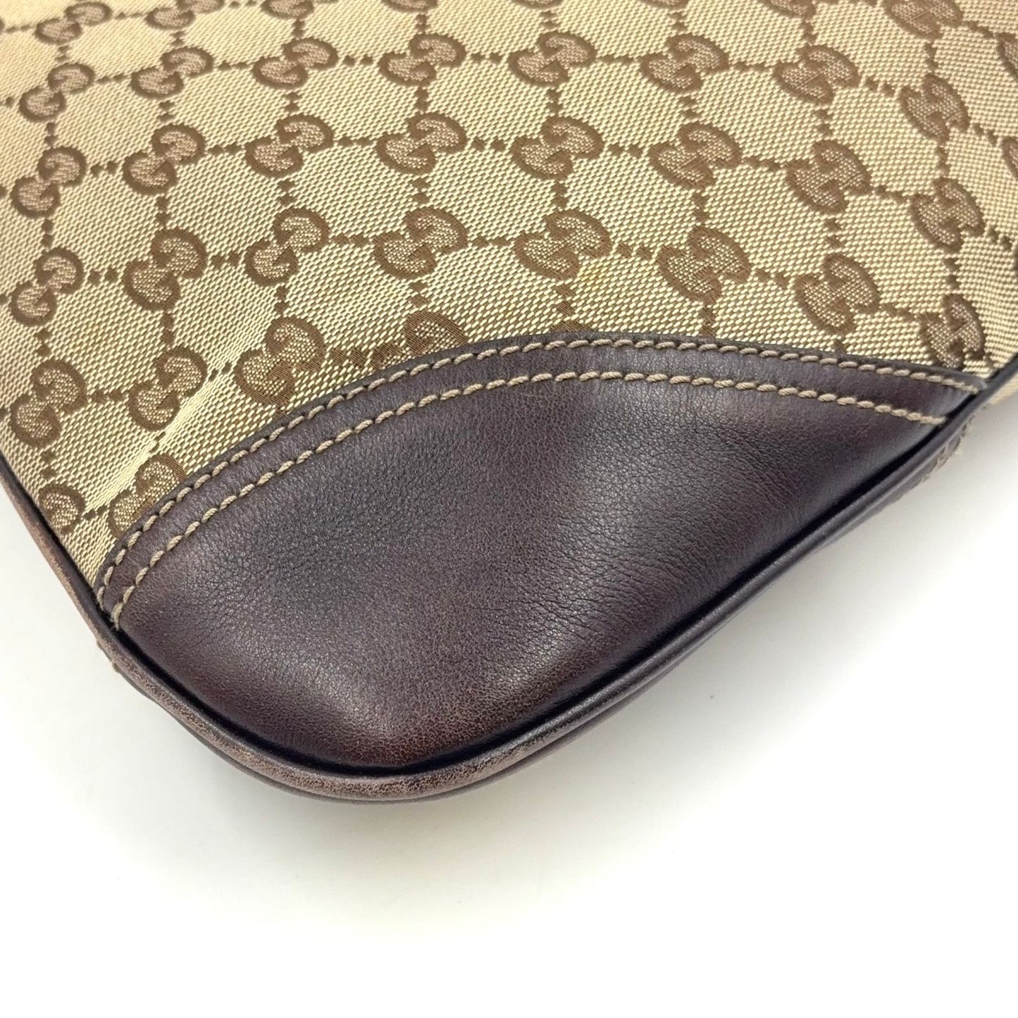 Gucci Interlocking Leather Canvas Brown Shoulder Bag Gold — view 9