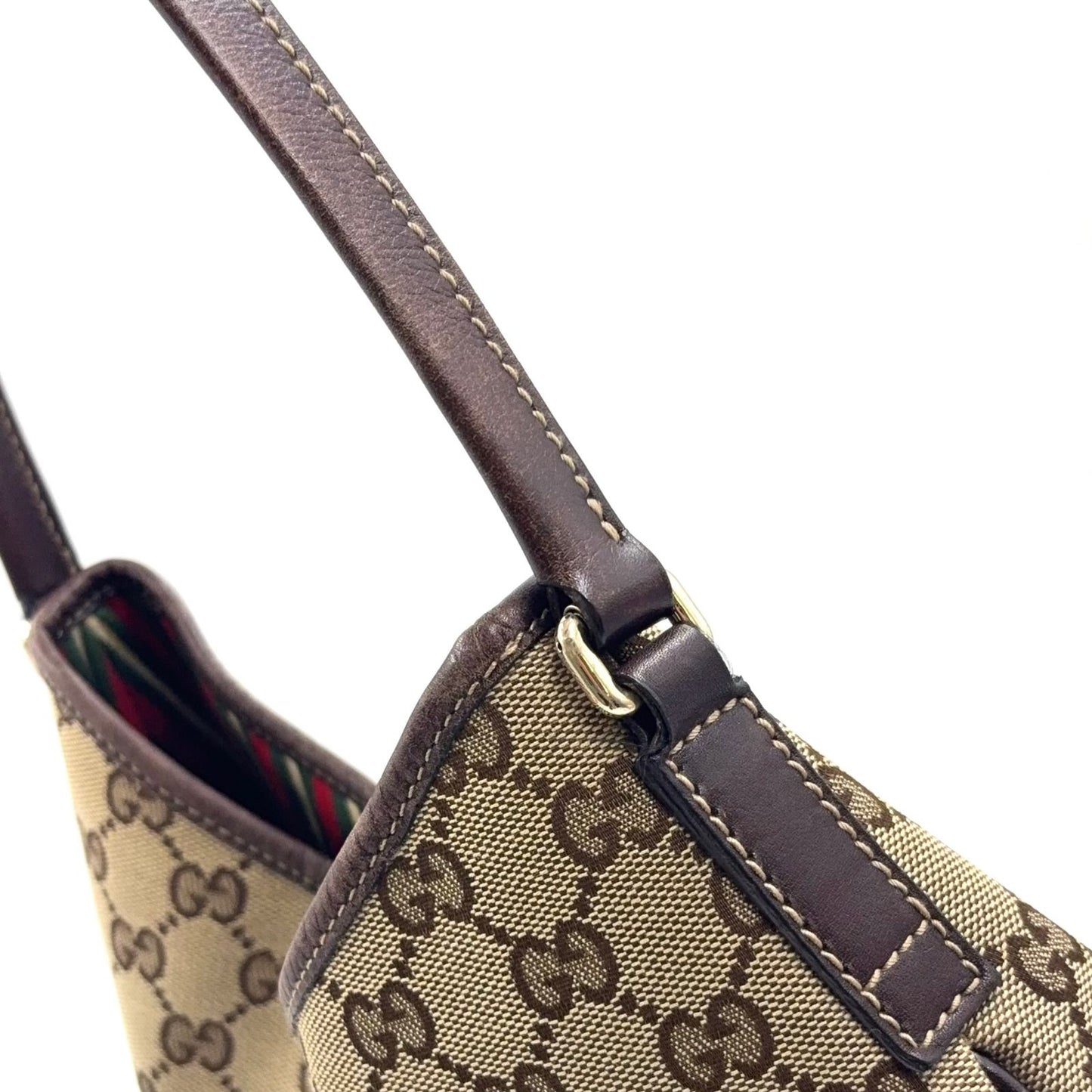 Gucci Interlocking Leather Canvas Brown Shoulder Bag Gold — view 7