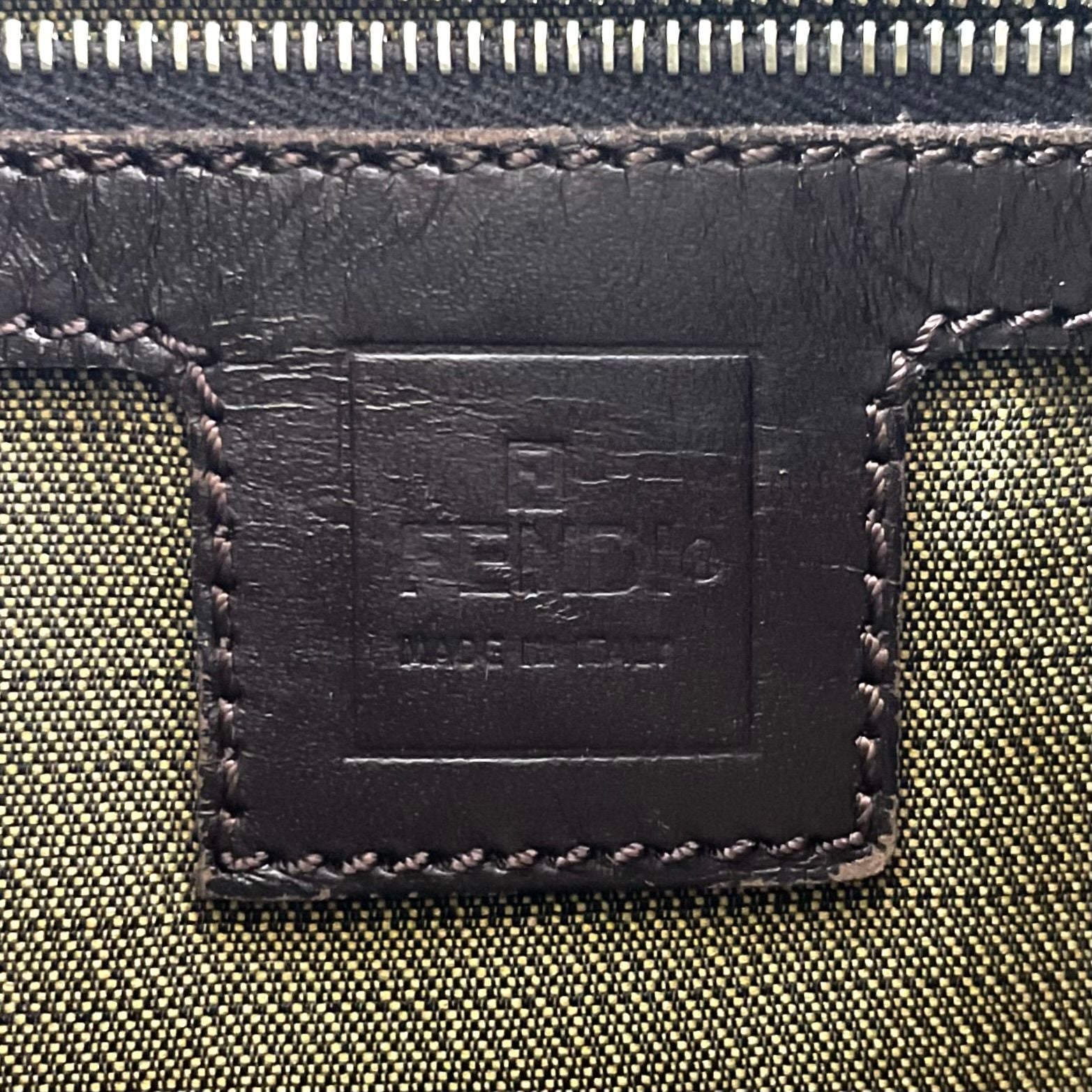 Fendi Zucca Pattern Mamma Bucket Leather Canvas Khaki Brown Handbag Silver — view 4