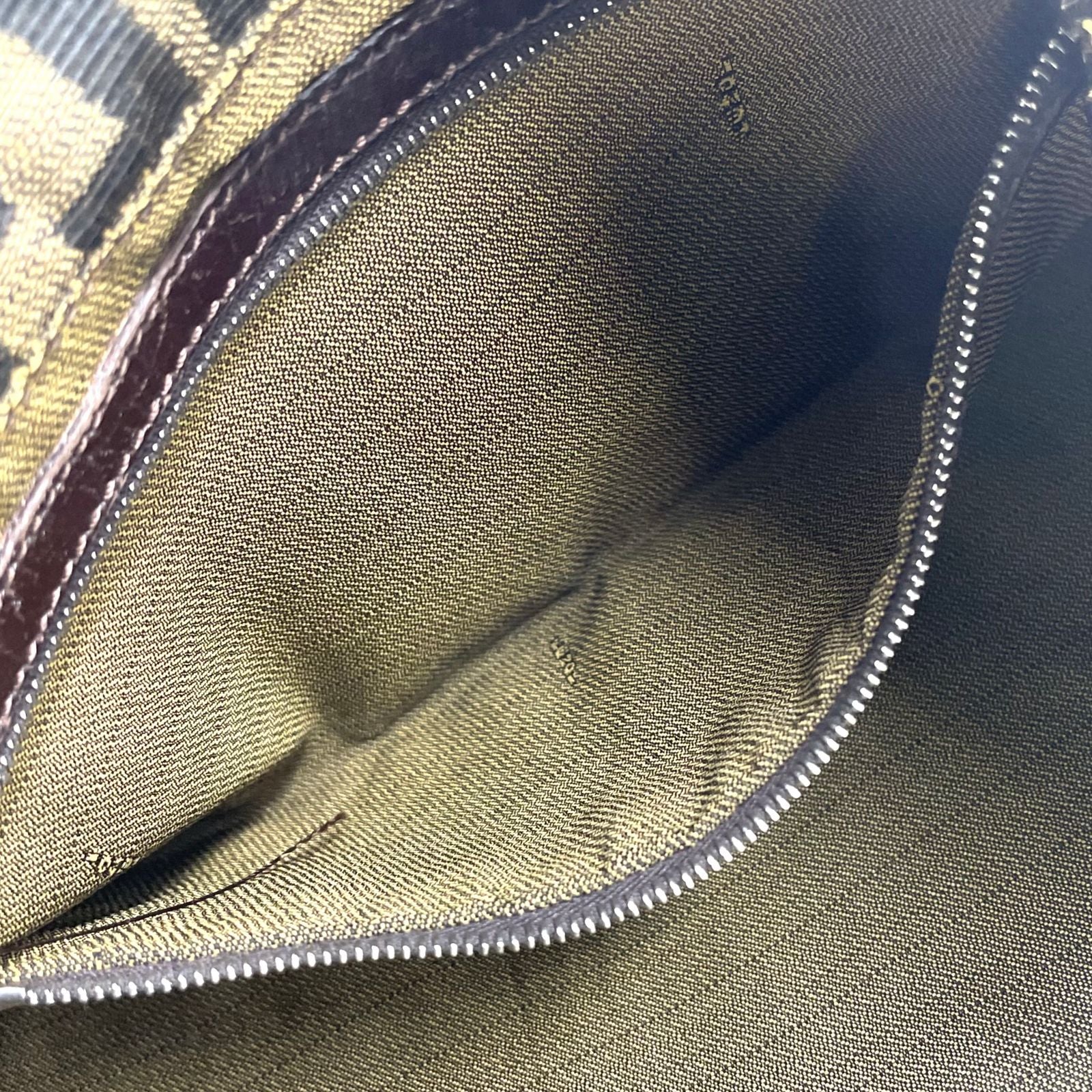 Fendi Zucca Pattern Mamma Bucket Leather Canvas Khaki Brown Handbag Silver — view 6