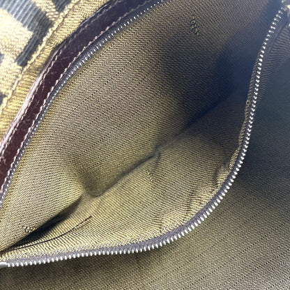 Fendi Zucca Pattern Mamma Bucket Leather Canvas Khaki Brown Handbag Silver — view 6