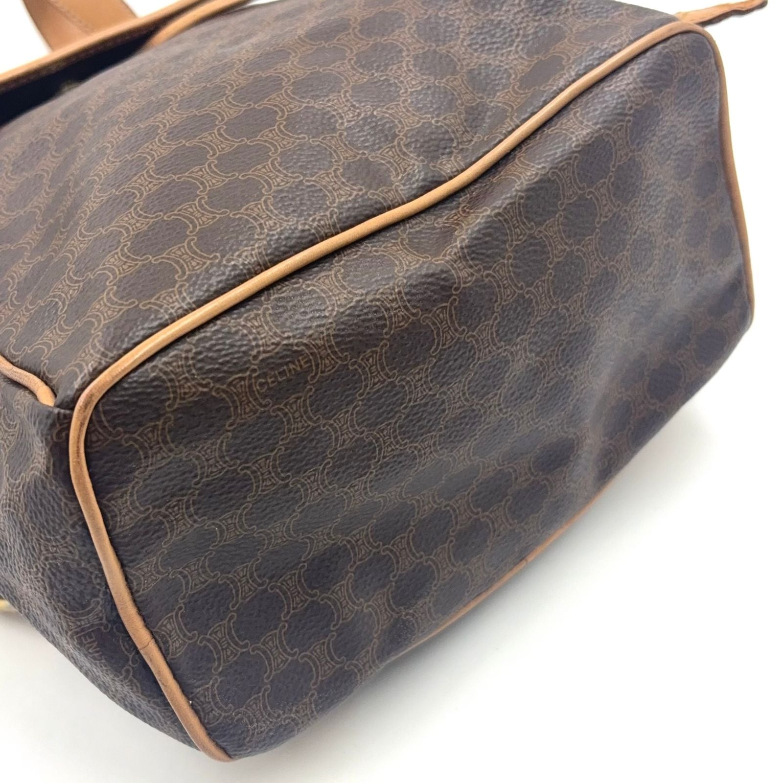 Celine Macadam Pattern Brown Backpack Gold — view 7