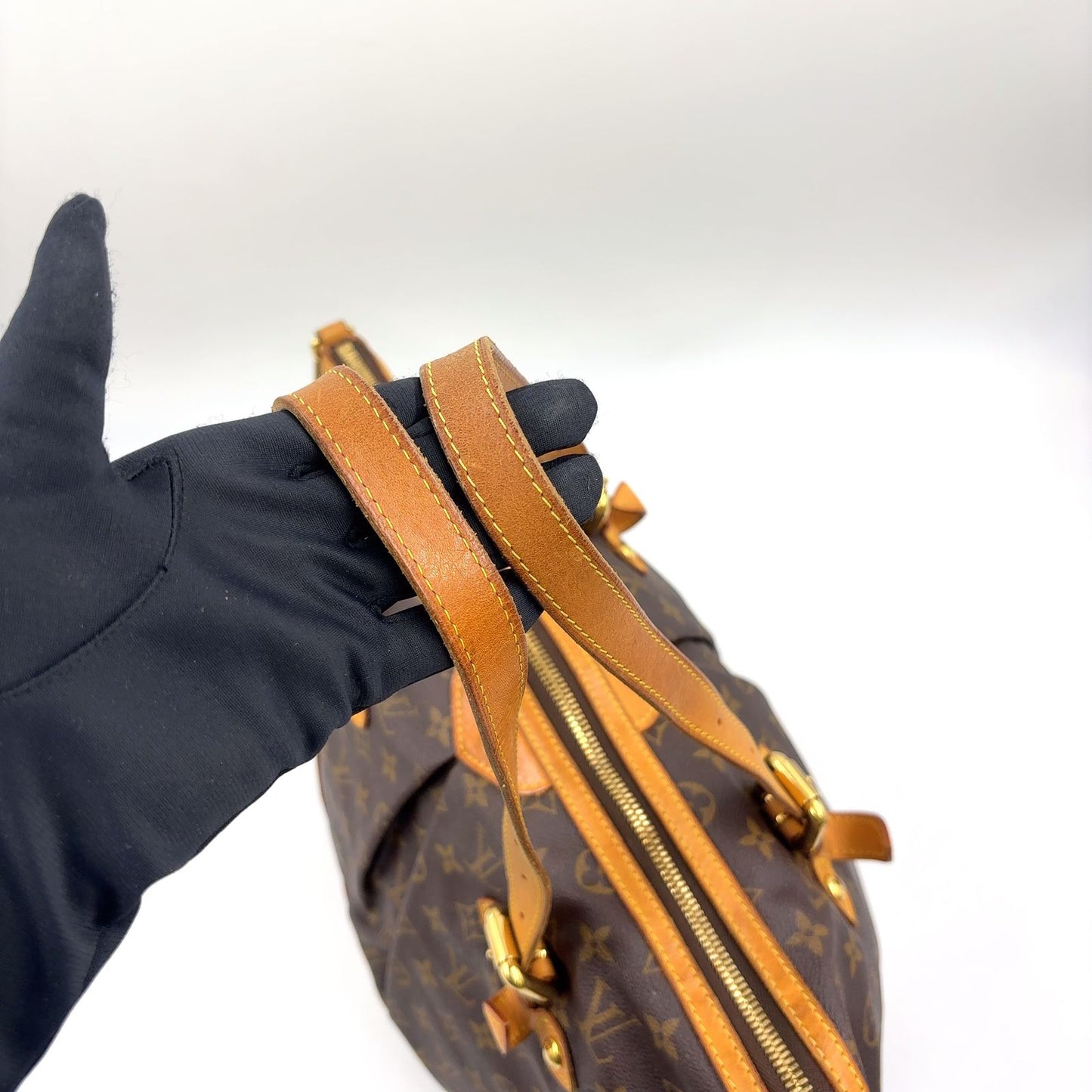 Louis Vuitton Palermo GM Monogram Leather Brown Shoulder Bag Gold — view 6