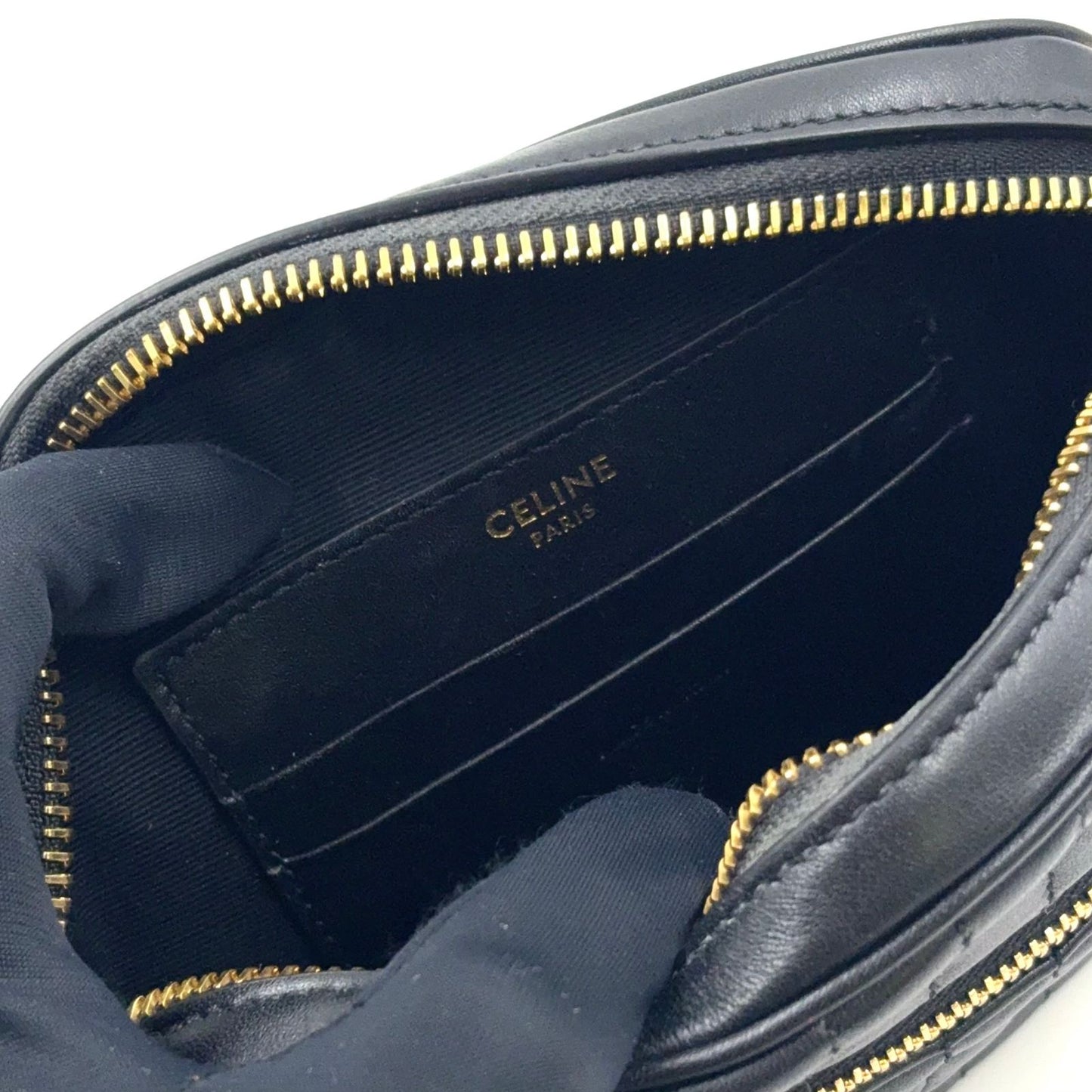 Celine C Charm Calf Black Shoulder Bag Gold — view 8
