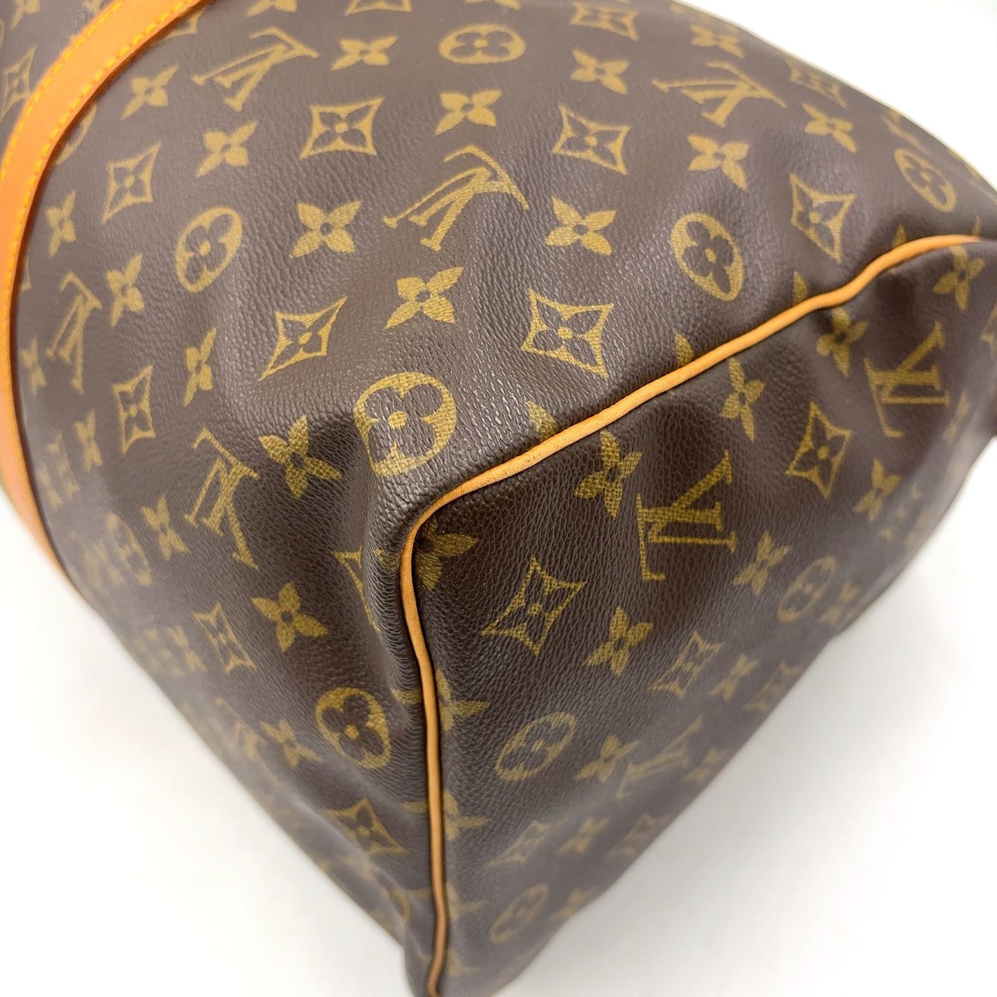 Louis Vuitton Keepall 50 Monogram Leather Brown Boston Bag Gold — view 8