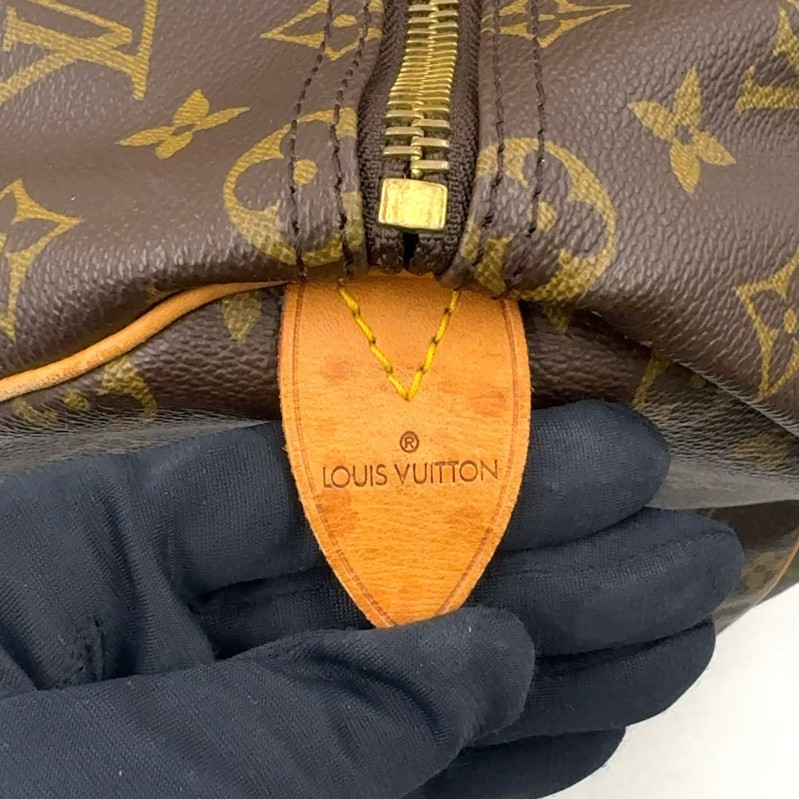 Louis Vuitton Keepall 50 Monogram Leather Brown Boston Bag Gold — view 4