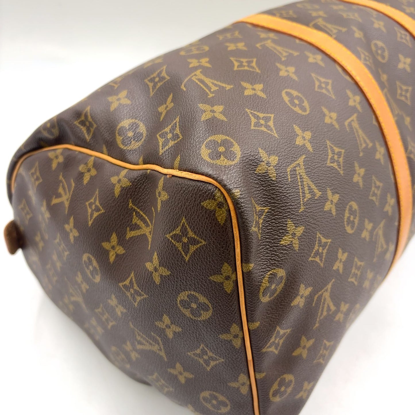 Louis Vuitton Keepall 50 Monogram Leather Brown Boston Bag Gold — view 7