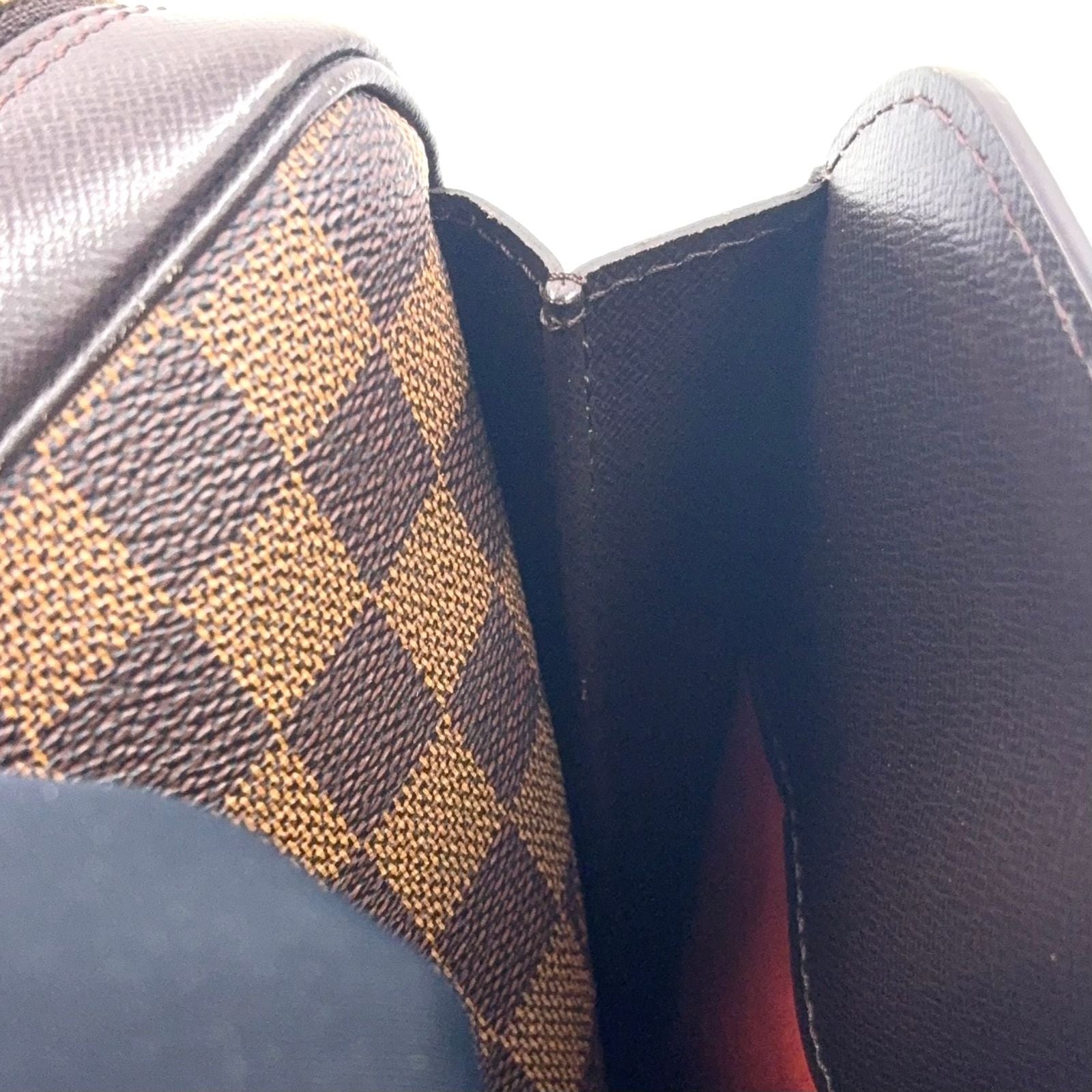 Louis Vuitton Triana Damier Ebene Leather Brown Handbag Gold — view 9