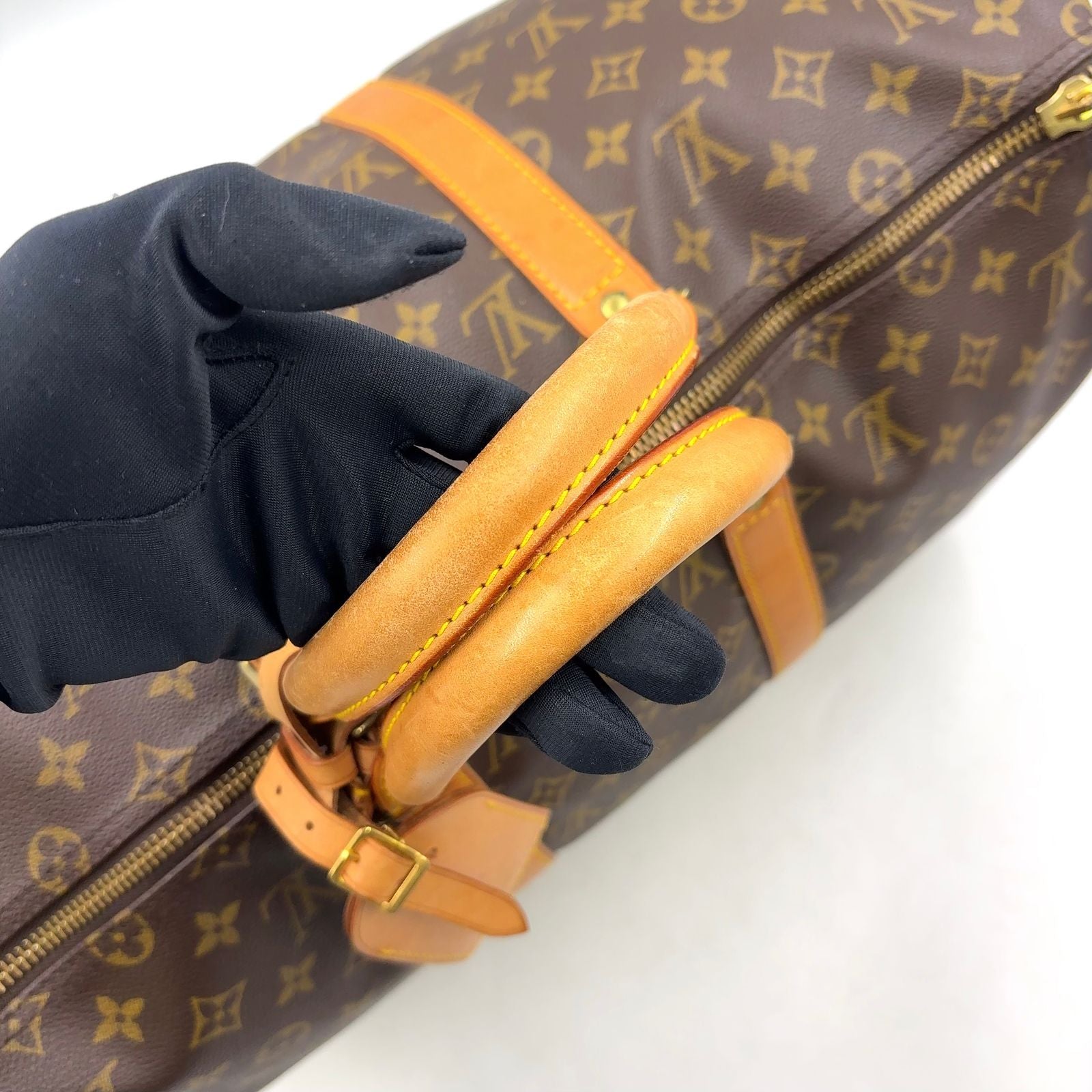 Louis Vuitton Keepall 50 Monogram Leather Brown Boston Bag Gold — view 6