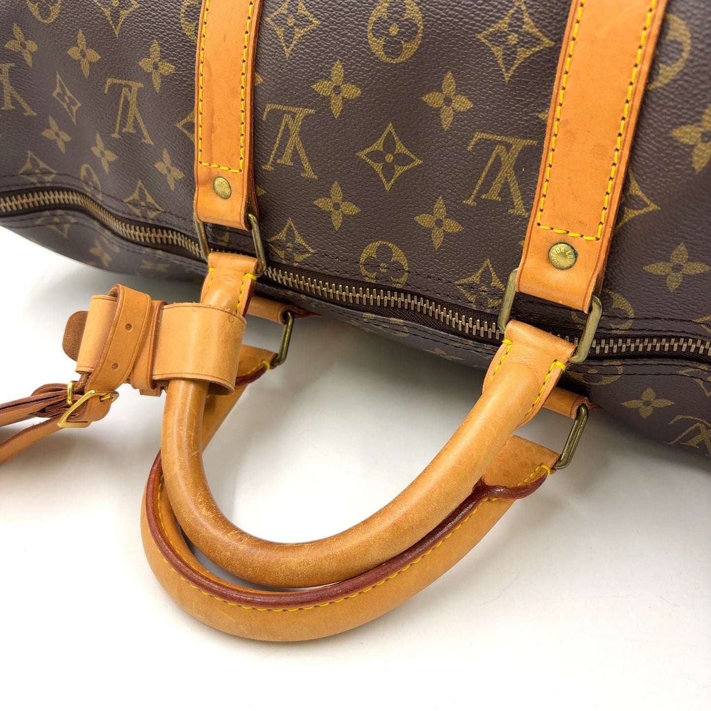 Louis Vuitton Keepall 50 Monogram Leather Brown Boston Bag Gold — view 5