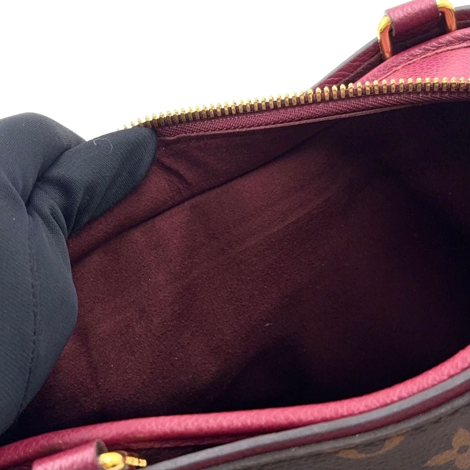 Louis Vuitton Popincourt PM Monogram Leather Brown Bordeaux Handbag Gold — view 9