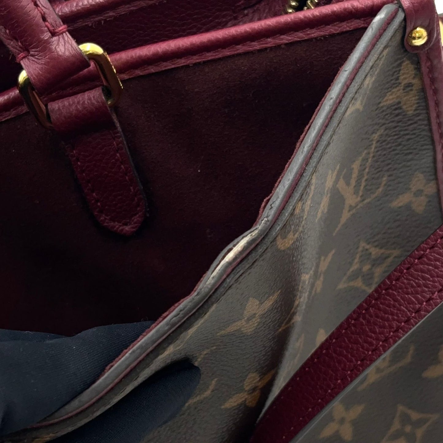 Louis Vuitton Popincourt PM Monogram Leather Brown Bordeaux Handbag Gold — view 7