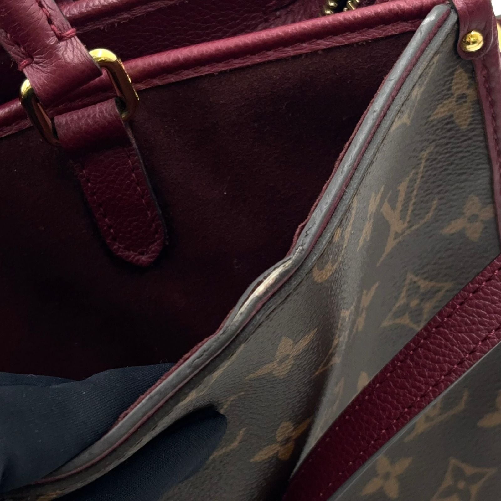Louis Vuitton Popincourt PM Monogram Leather Brown Bordeaux Handbag Gold — view 7