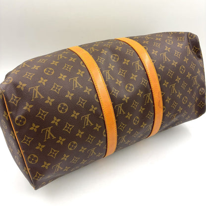 Louis Vuitton Keepall 50 Monogram Leather Brown Boston Bag Gold — view 9