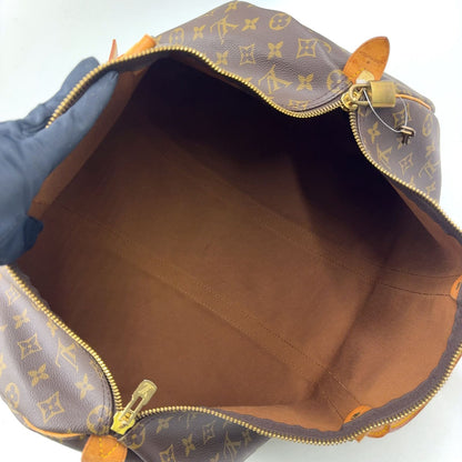 Louis Vuitton Keepall 50 Monogram Leather Brown Boston Bag Gold — view 3