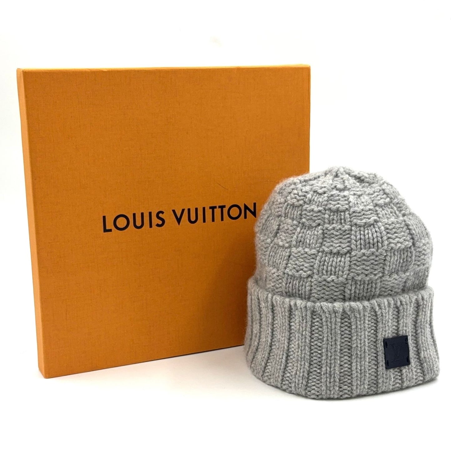 Louis Vuitton Bonnet Helsinki Damier Beanie Knit Cap Cashmere Gray Hat — view 9