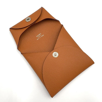 Hermes Bastia Coin Purse Veau Epsom Light Brown Case Silver — view 3