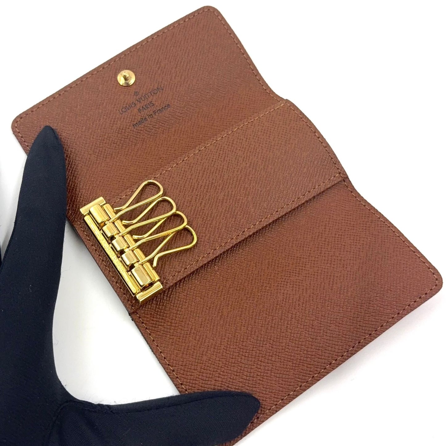 Louis Vuitton Multicles 4 Monogram Brown Key Case Gold Key Holder — view 3