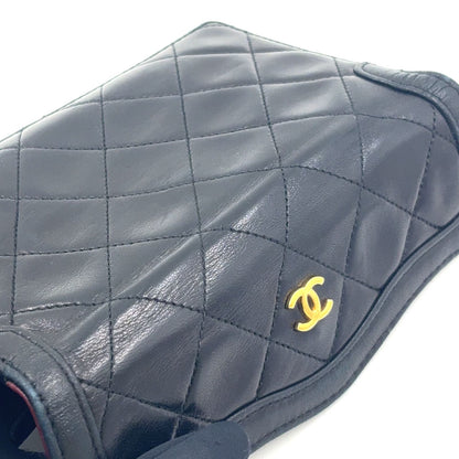 Chanel Quilted Shoulder Bag Lambskin Black Pouch Gold — view 9