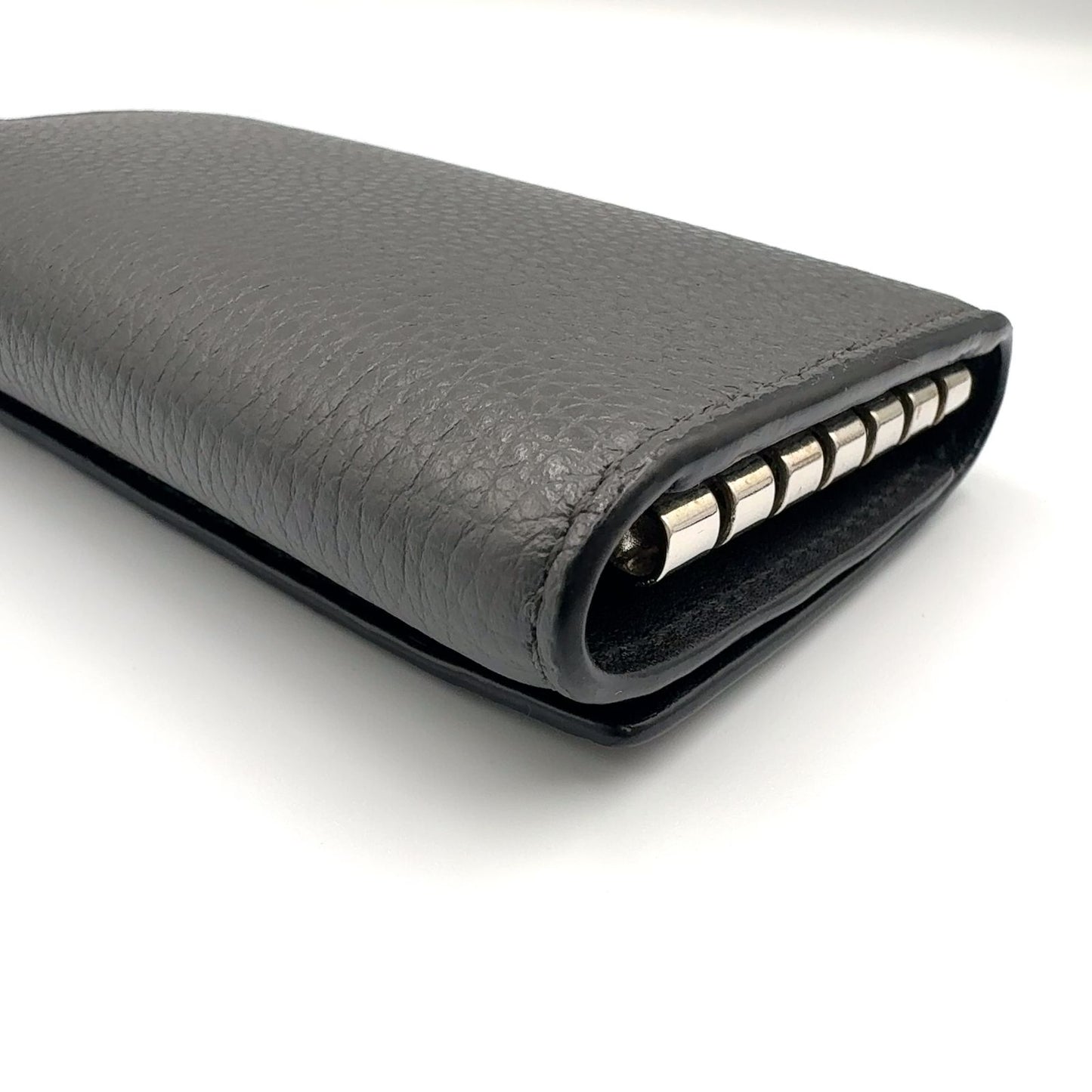 Loewe Anagram 6 Leather Gray Key Case Silver Key Holder — view 6