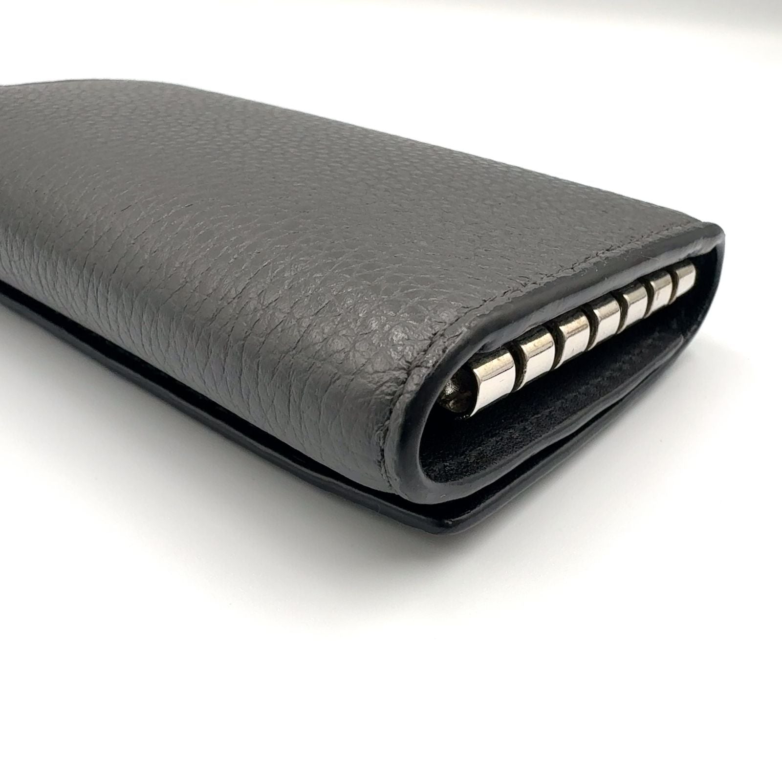 Loewe Anagram 6 Leather Gray Key Case Silver Key Holder — view 6