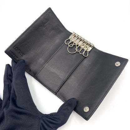 Loewe Anagram 6 Leather Gray Key Case Silver Key Holder — view 3