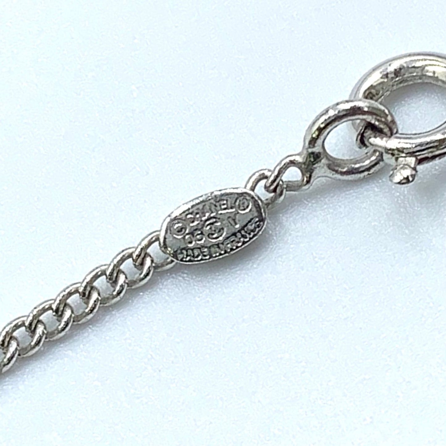 Chanel CC Logo Metal Enamel Silver Black Necklace — view 4