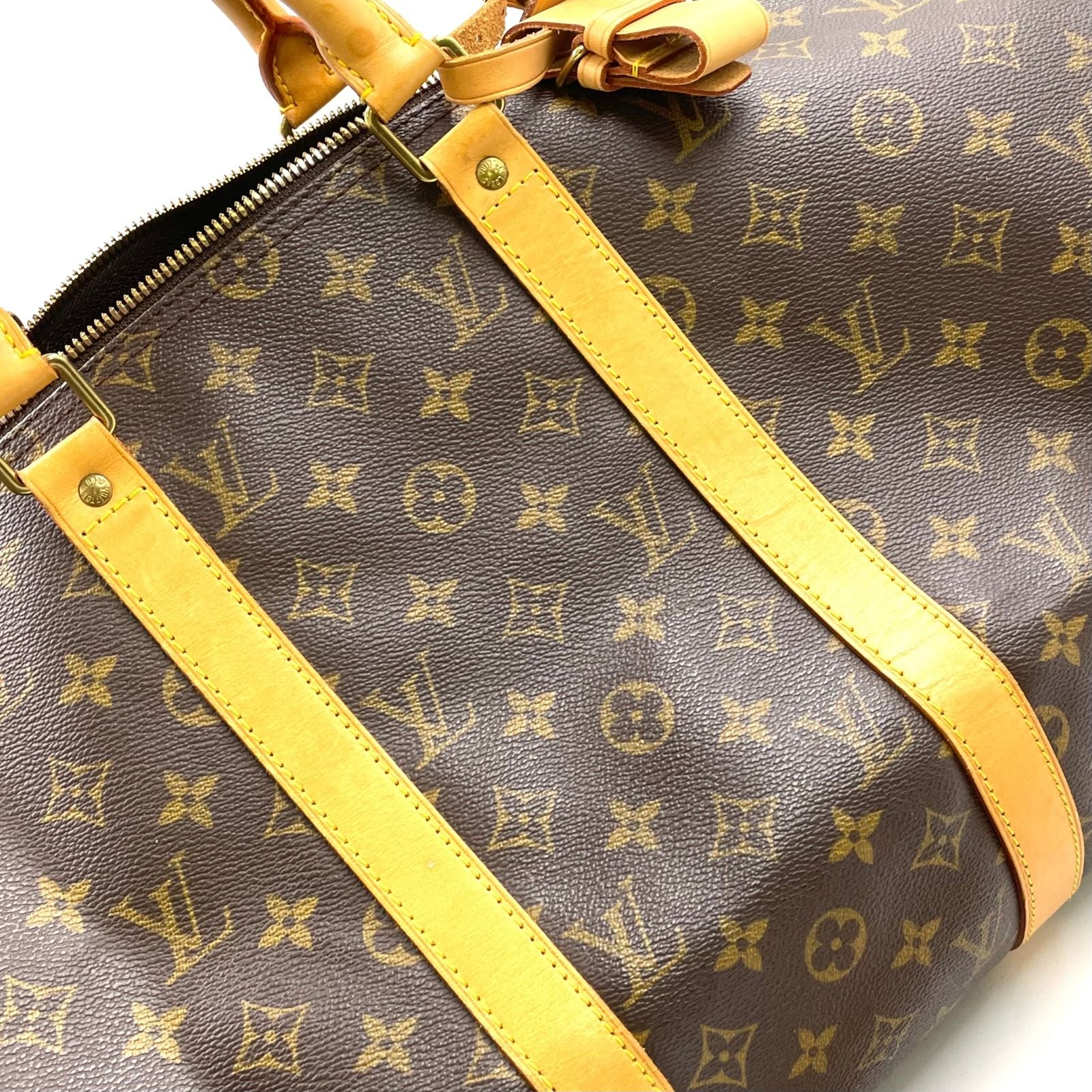 Louis Vuitton Keepall Bandouliere 50 Monogram Leather Brown Boston Bag Gold — view 5