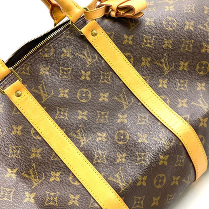 Louis Vuitton Keepall Bandouliere 50 Monogram Leather Brown Boston Bag Gold — view 5