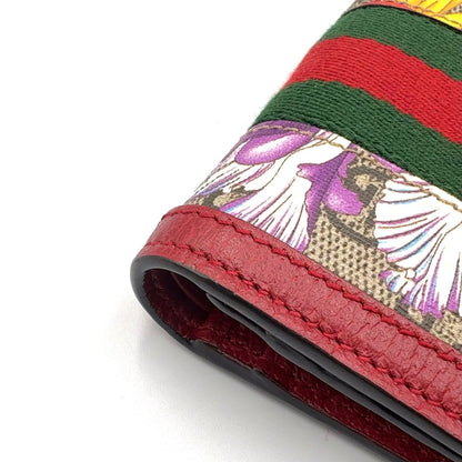 Gucci Ophidia GG Flora Supreme Bifold Leather Multicolor Red Wallet Gold — view 6