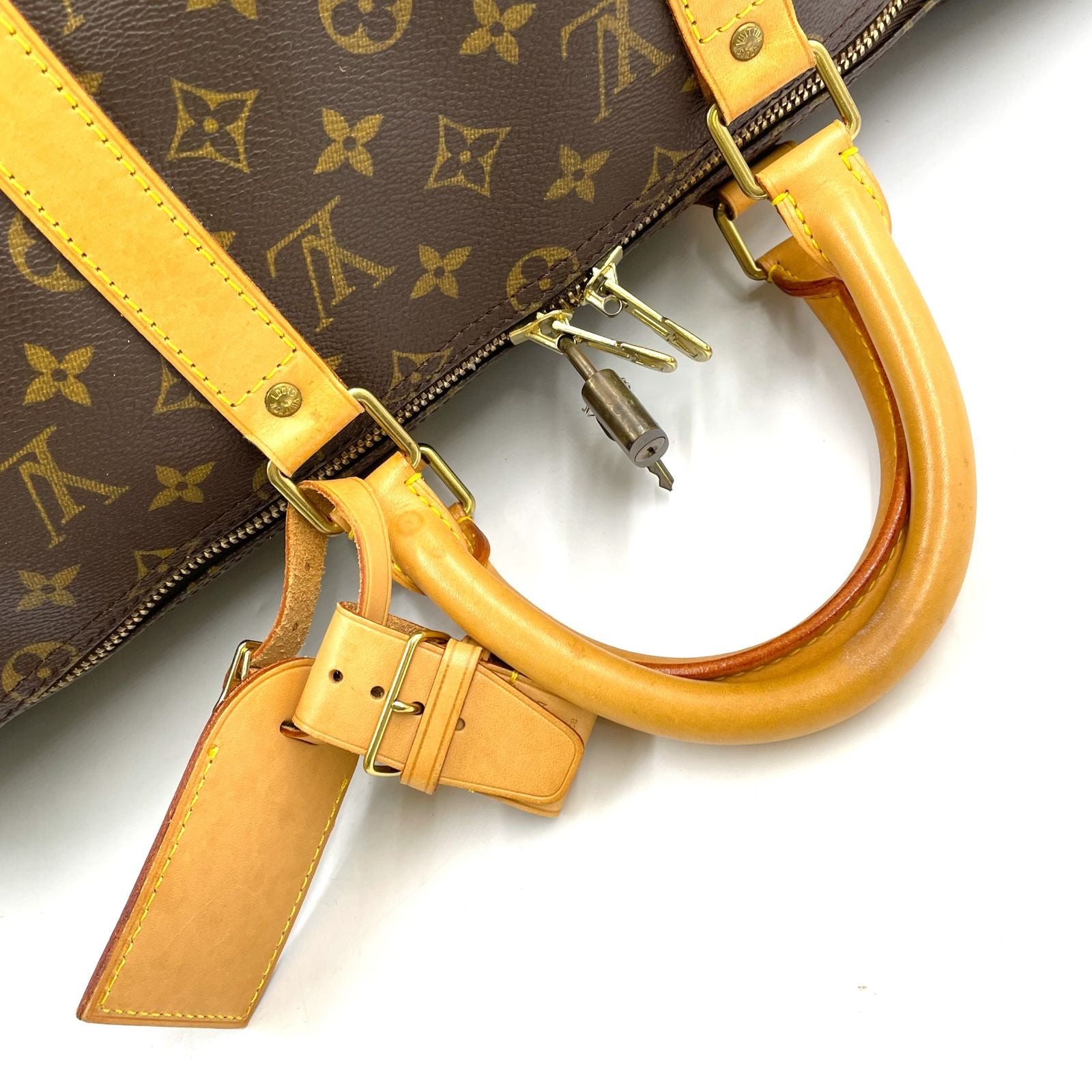 Louis Vuitton Keepall Bandouliere 50 Monogram Leather Brown Boston Bag Gold — view 6