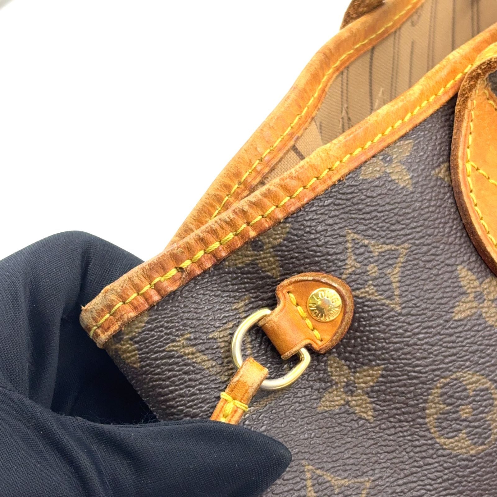 Louis Vuitton Neverfull PM Monogram Leather Brown Tote Gold — view 9