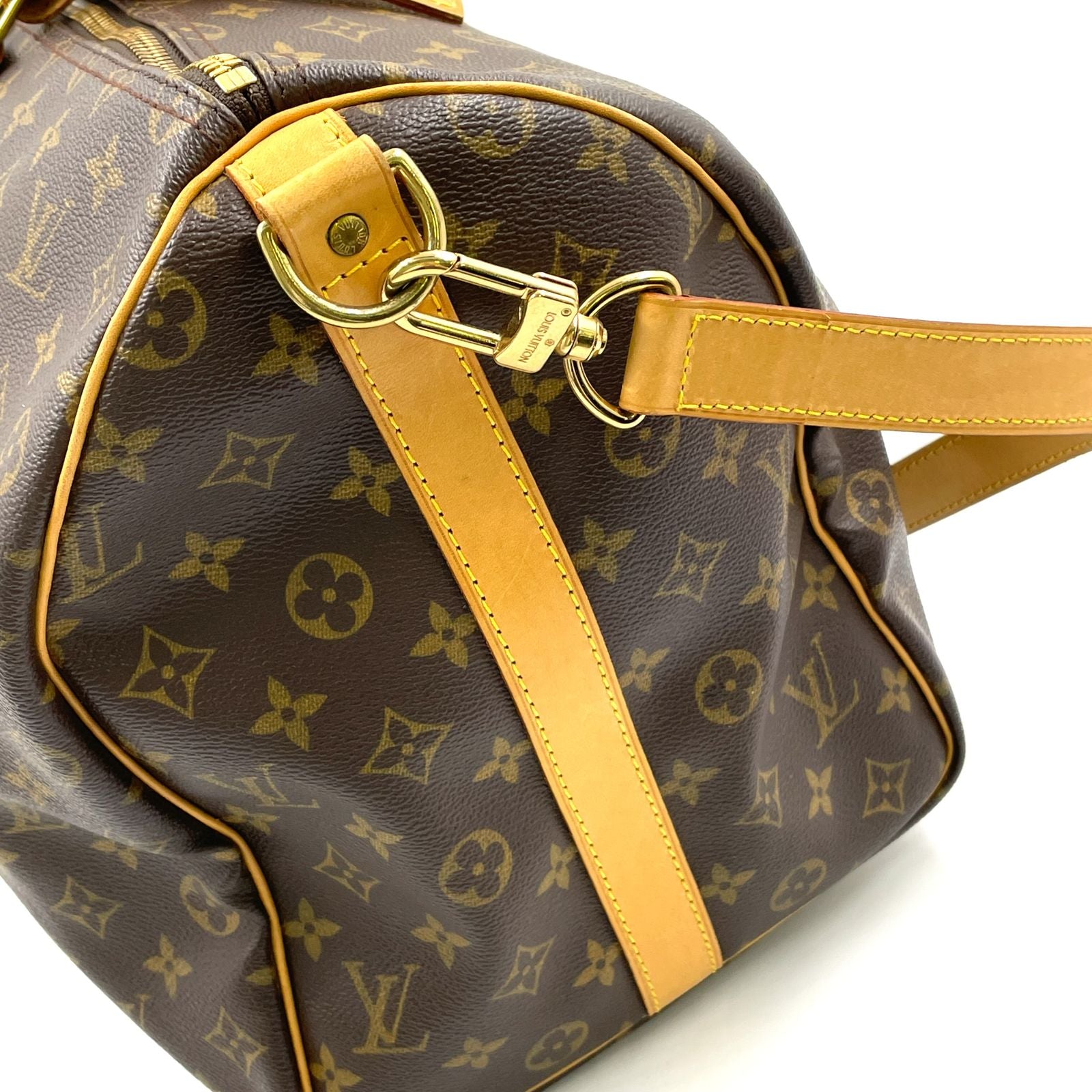 Louis Vuitton Keepall Bandouliere 50 Monogram Leather Brown Boston Bag Gold — view 9