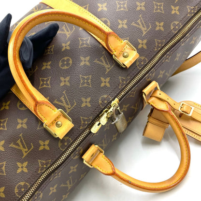 Louis Vuitton Keepall Bandouliere 50 Monogram Leather Brown Boston Bag Gold — view 8