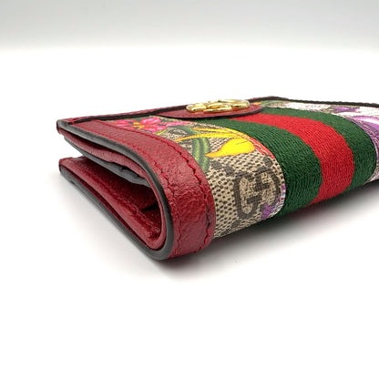 Gucci Ophidia GG Flora Supreme Bifold Leather Multicolor Red Wallet Gold — view 5