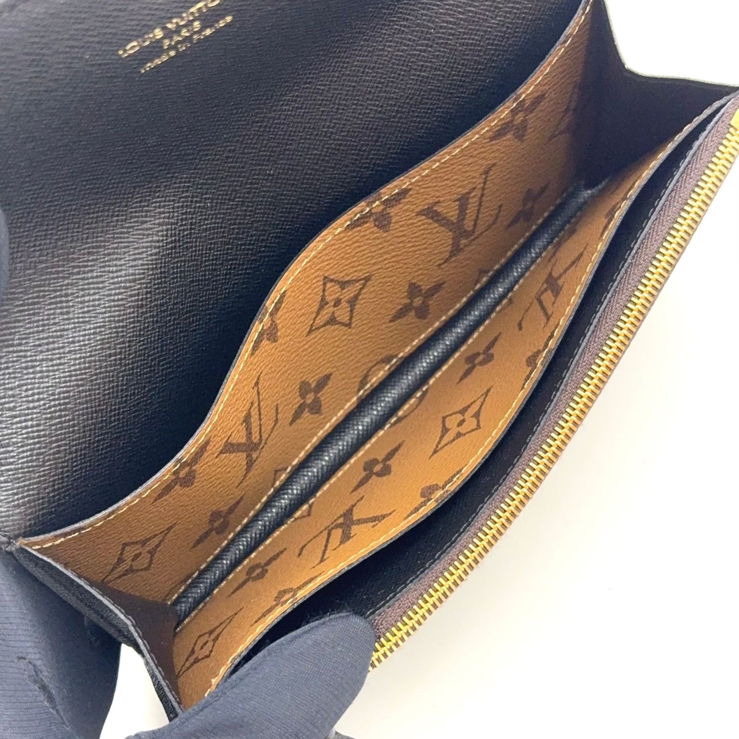Louis Vuitton Portefeuille Emily Monogram Reverse Brown Wallet Gold — view 3
