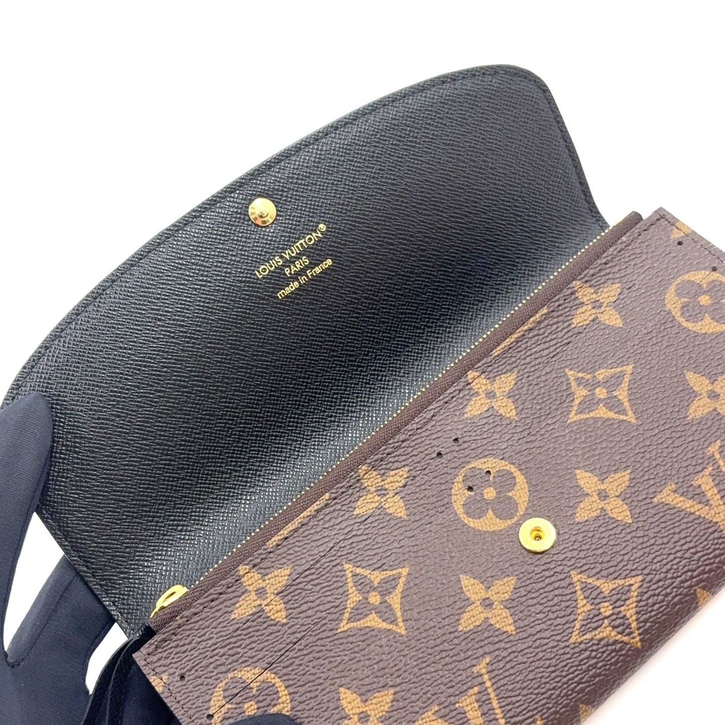 Louis Vuitton Portefeuille Emily Monogram Reverse Brown Wallet Gold — view 8