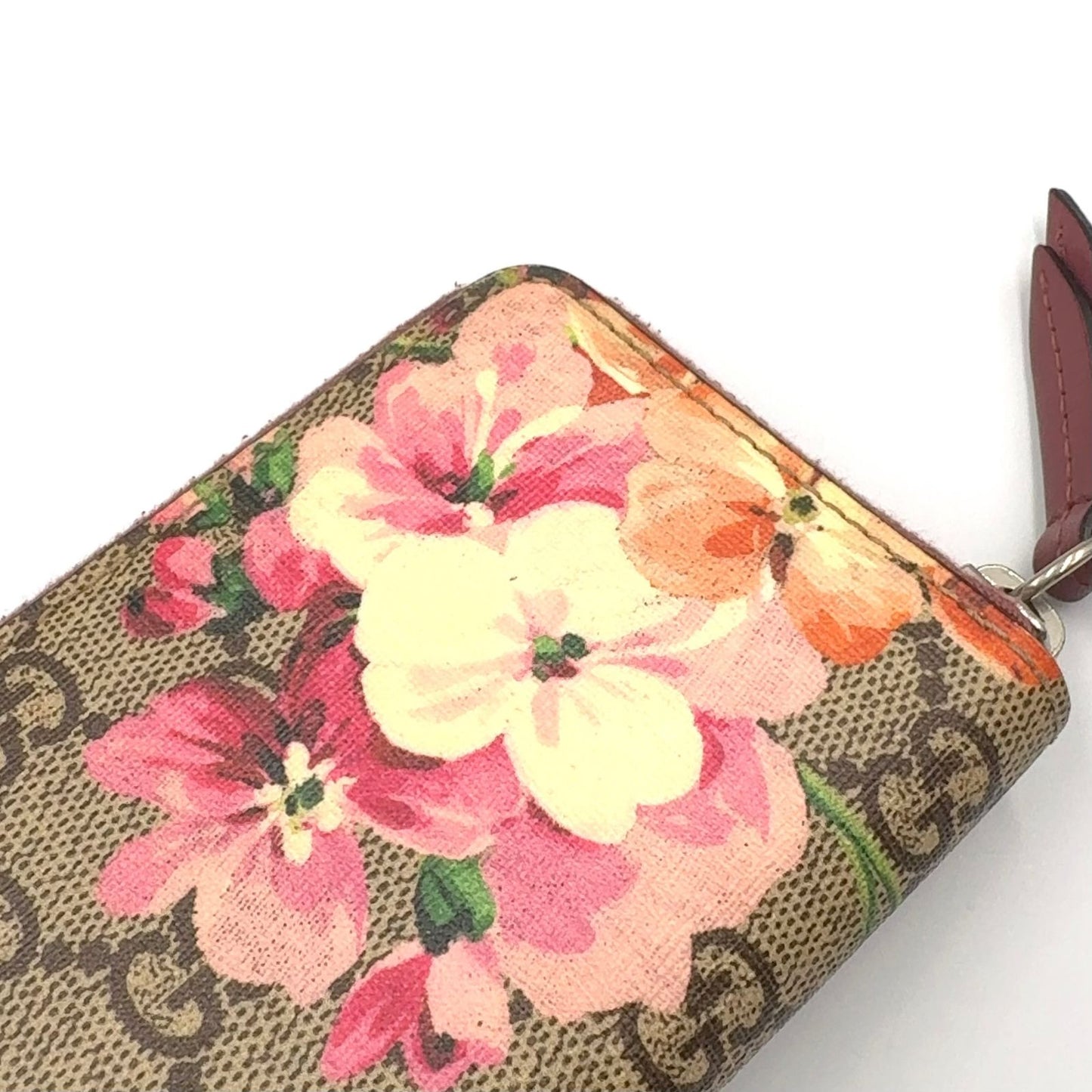 Gucci Blue Mus GG Supreme Zip Around Dusty Pink Beige Card Case Silver — view 6