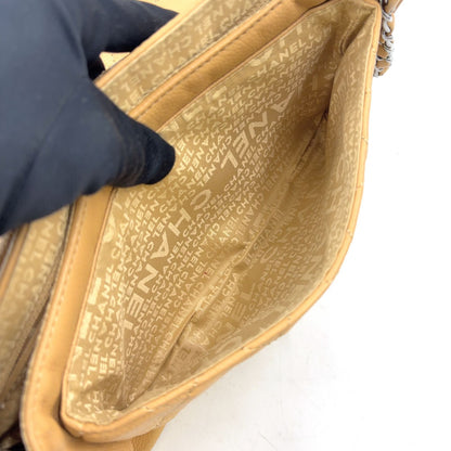 Chanel 2.55 Quilted Chain Caviar Leather Beige Shoulder Bag Silver — view 7